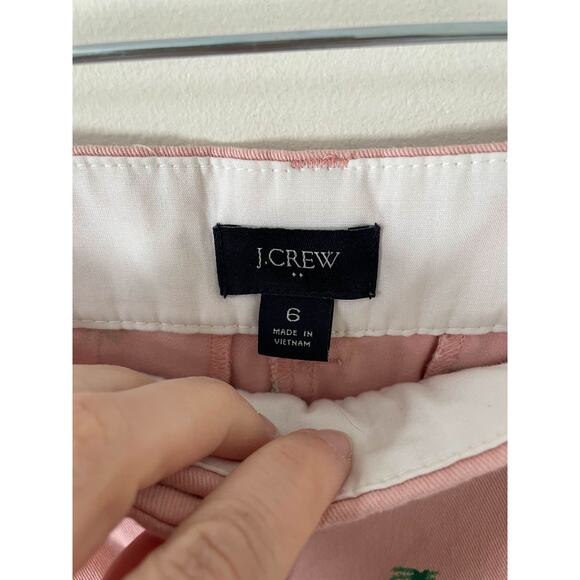 J. Crew Tropical Palm Tree Chino Shorts Pink Green Size 6 - Picture 6 of 6